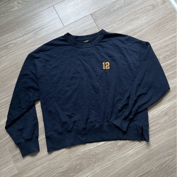 Anine Bing Rod League Sweatshirt in Washed Navy Sz L EUC Cotton - Picture 3 of 13